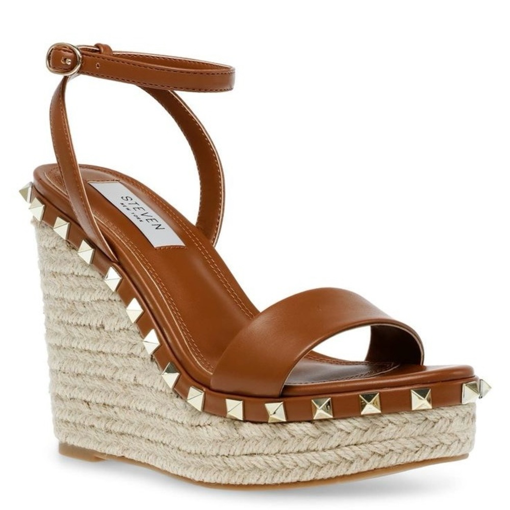 Steven By Steve Madden Shells Platform Wedge Pyramid Stud Rockstud Sandals 7.5